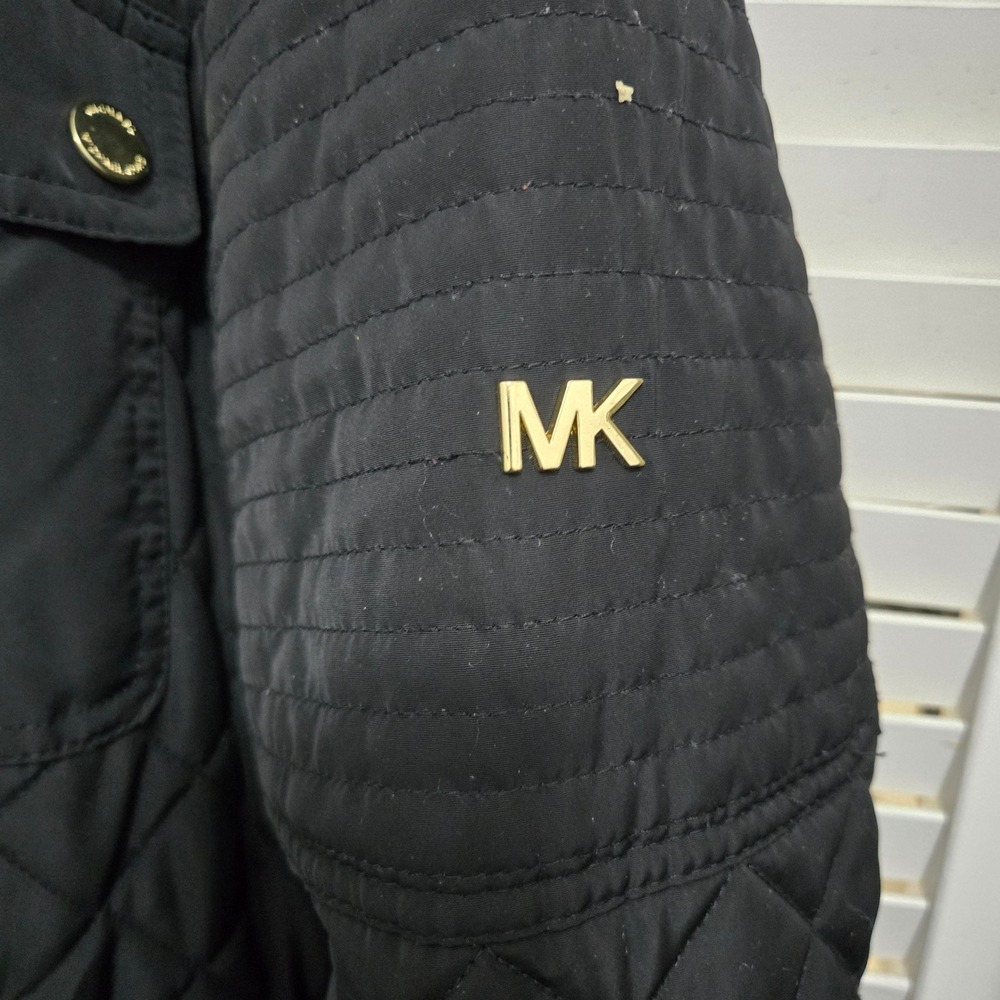 Michael Michael Kors Black Quilted Hooded Field Jacket Gold Hardware XL - Picture 3 of 8